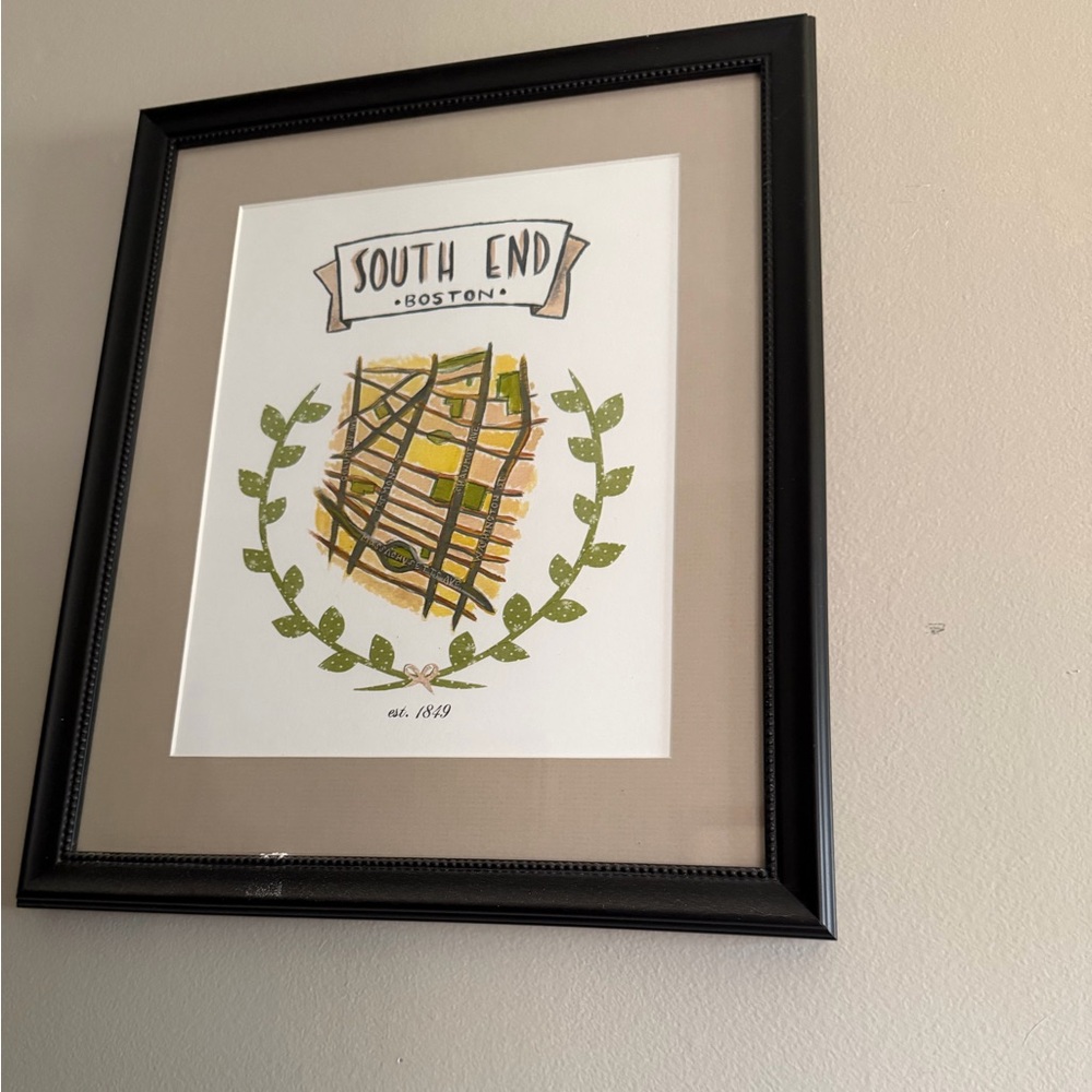 South End  Boston Mounted By frameworks Massachusetts Wall Poster Print